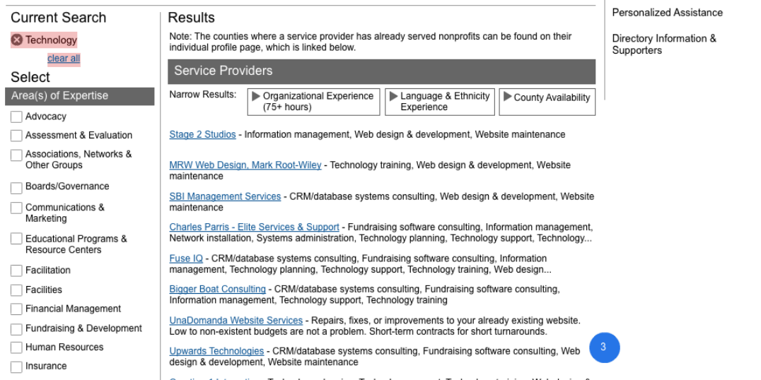 Consultant Directory wireframes